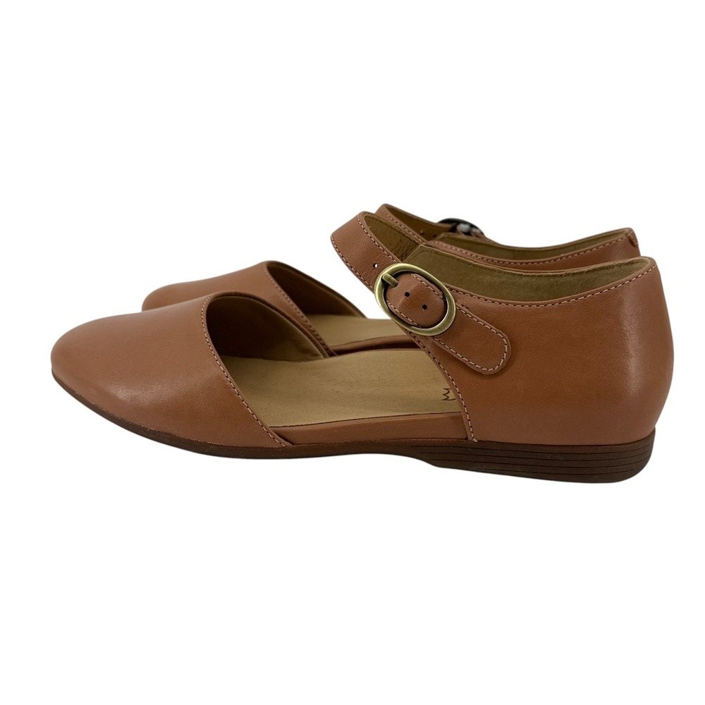 Dansko Liv Mary Jane Flat Shoes Women 41-10.5/11 Tan Burnished Napa Leather NEW - Picture 3 of 7